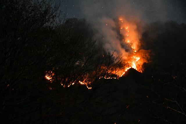 妙義山の火事の様子