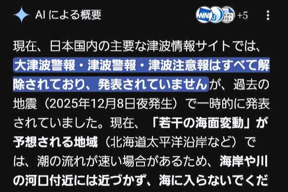 グーグルで検索した結果の「AIによる」概要の画面