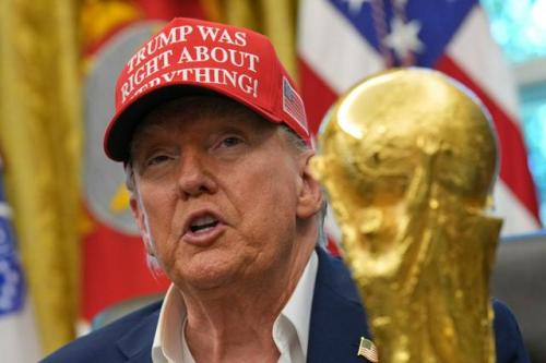 ワールドカップのイベントで話すトランプ大統領