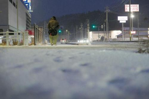雪が降る輪島市街