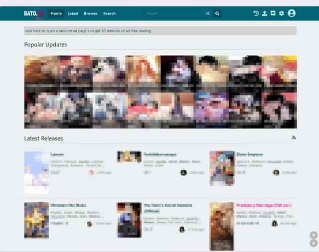 閉鎖されたBATO.TO（xbato.com）のトップページ